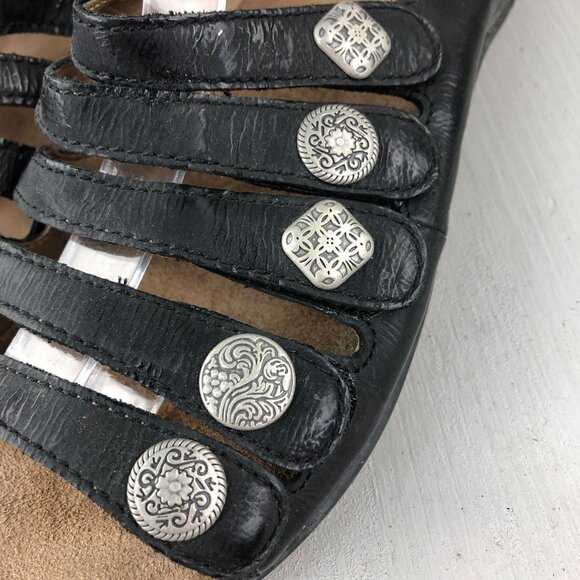 Dansko Womens Size 38 (7.5-8) Janie Black Leather Open Toe Strappy Slide Sandals - Picture 5 of 15